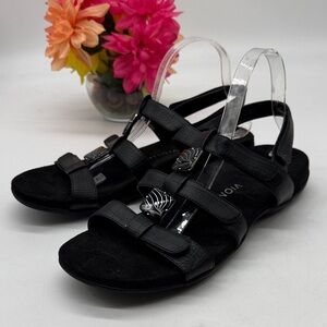 Vionic Amber Black Strappy Orthodic Women's Sandals Size 12